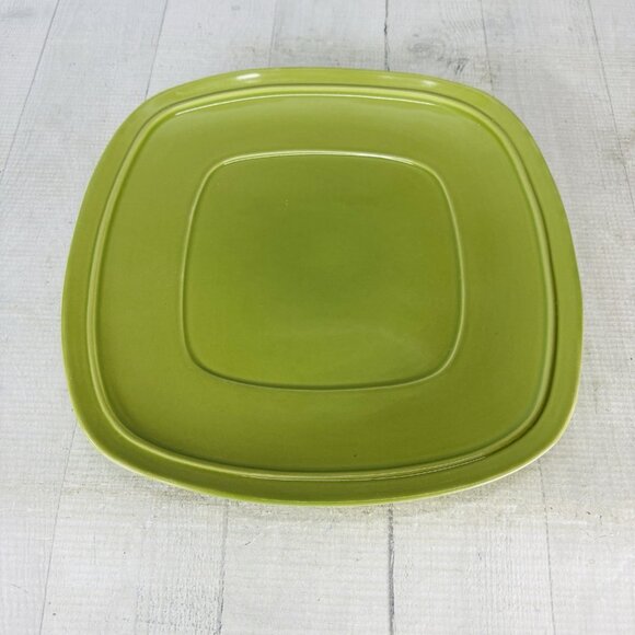 Home Trends CANOPY PEA POD Green Embossed Square Porcelain Dinner Plates Set 3 - Picture 4 of 16